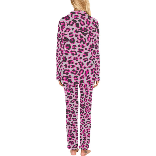 Leopard Pattern Print Design 02 Women's Long Pajama Set