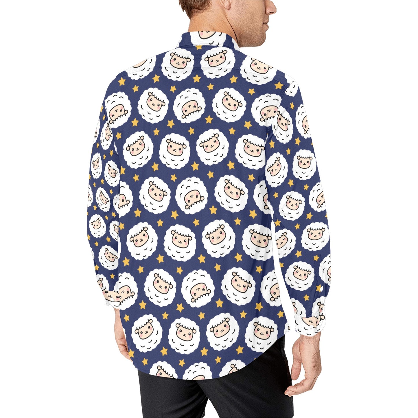 Sheep Print Design LKS402 Men's Long Sleeve Dress Shirt