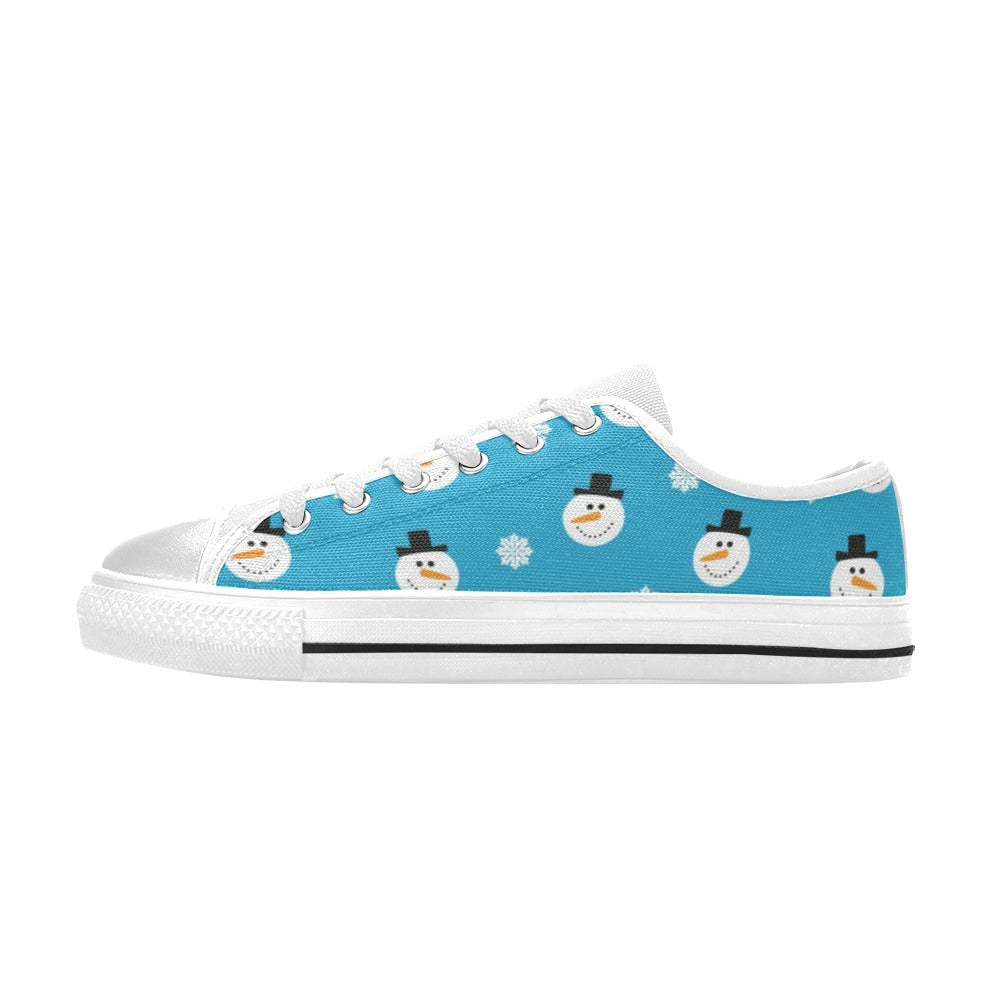 Snowman Print Design LKS303 Women's White Low Top Shoes