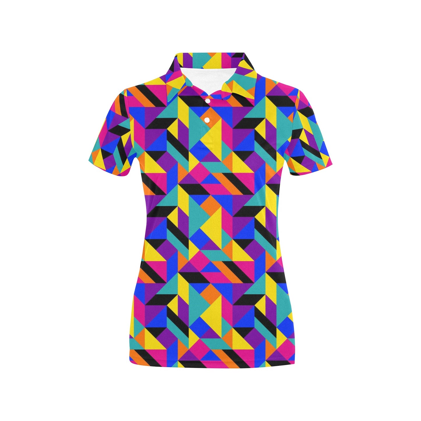 90s Colorful Pattern Print Design 1 Women's Polo Shirt