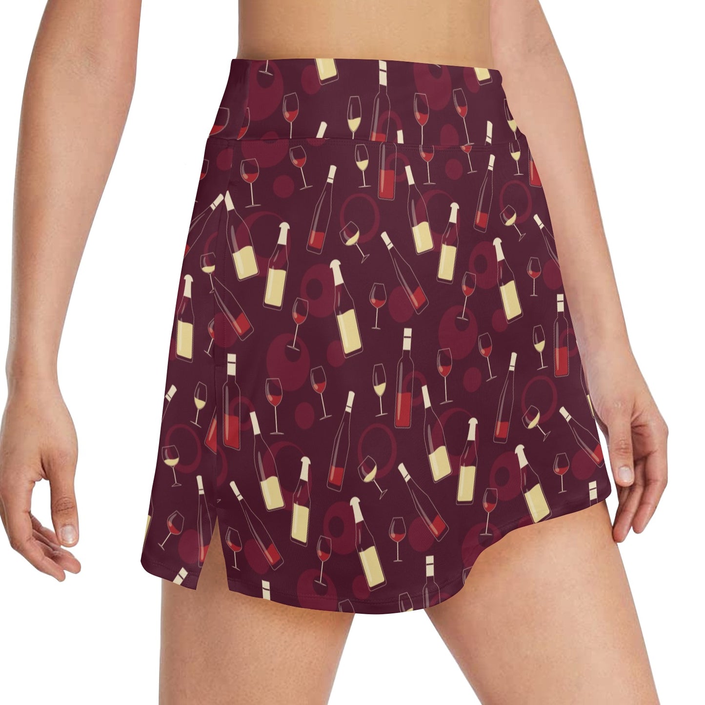Wine Themed Print Design LKS302 17" Golf & Pickleball Skort with Pockets