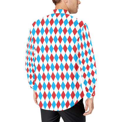 Harlequin Print Design LKS402 Men's Long Sleeve Dress Shirt