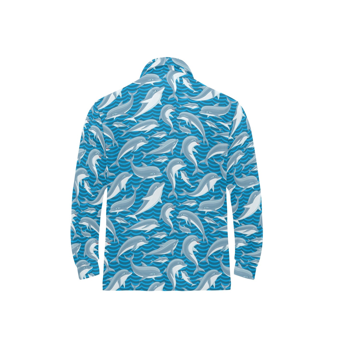 Dolphin Cute Print Pattern Long Sleeve Polo Shirt For Men's
