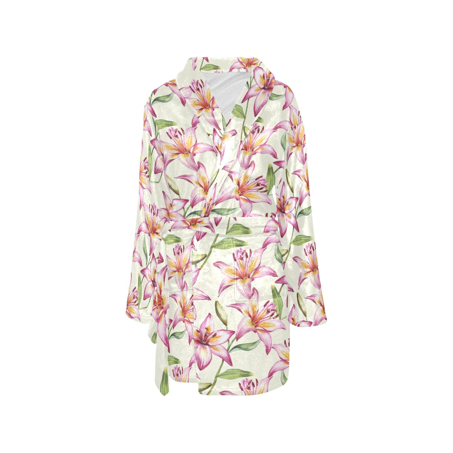 Lily Pattern Print Design LY011 Women's Fleece Robe