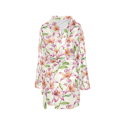 Lily Pattern Print Design LY011 Women's Fleece Robe