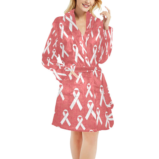 Autism Awareness Ribbon Design Print Women's Fleece Robe