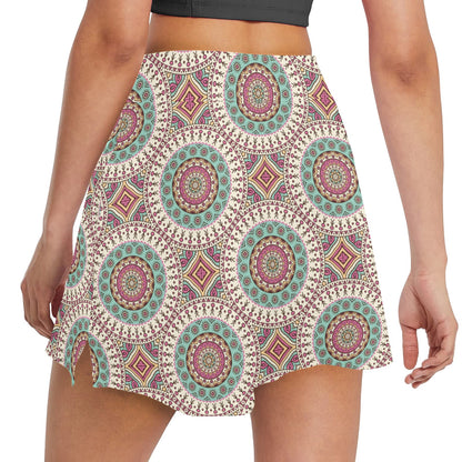 Bohemian Round Style Print 17" Golf & Pickleball Skort with Pockets