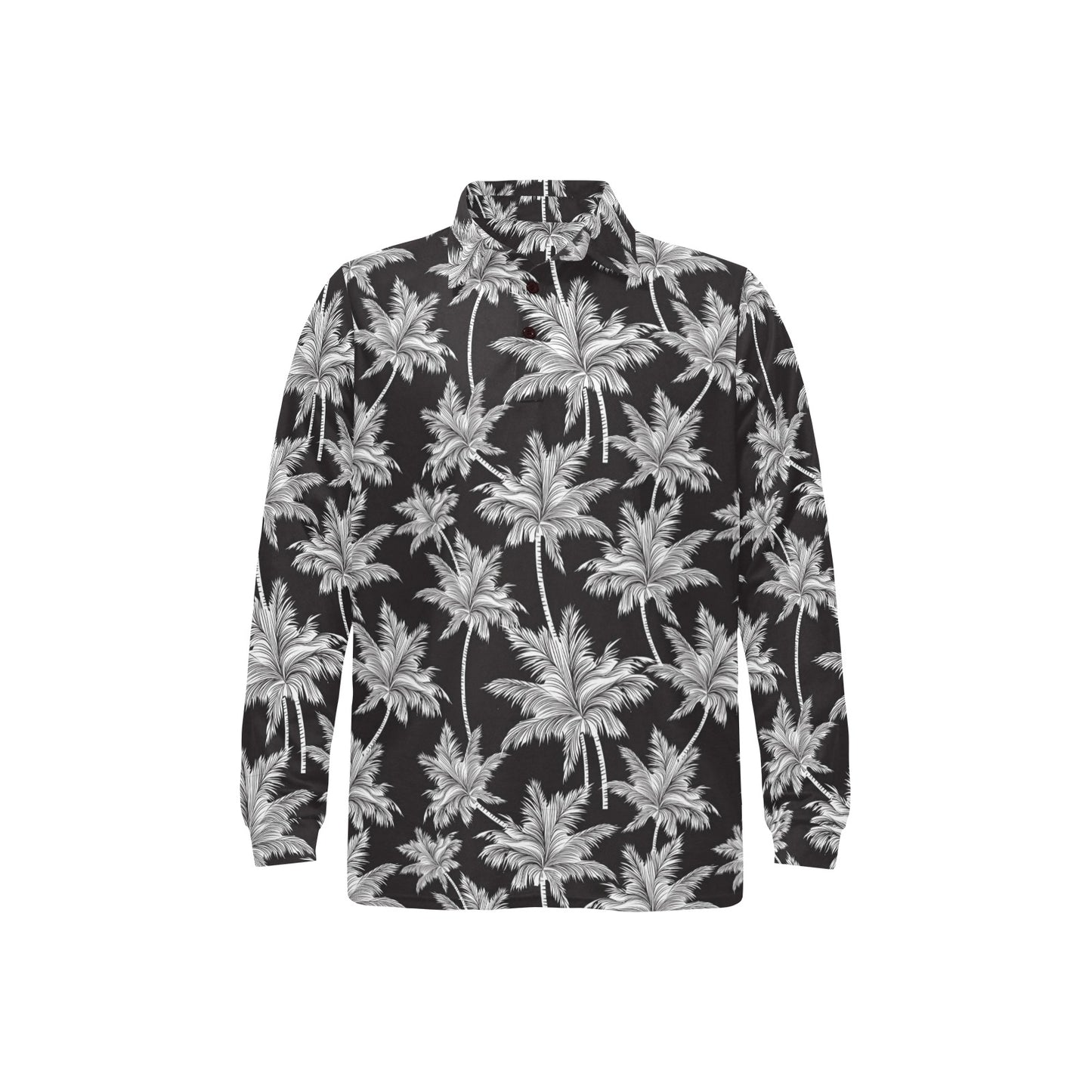 Palm Tree Pattern Print Design PT03 Long Sleeve Polo Shirt For Men's