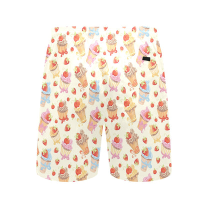 Cupcakes Strawberry Cherry Print Men's Swim Trunks Beach Shorts