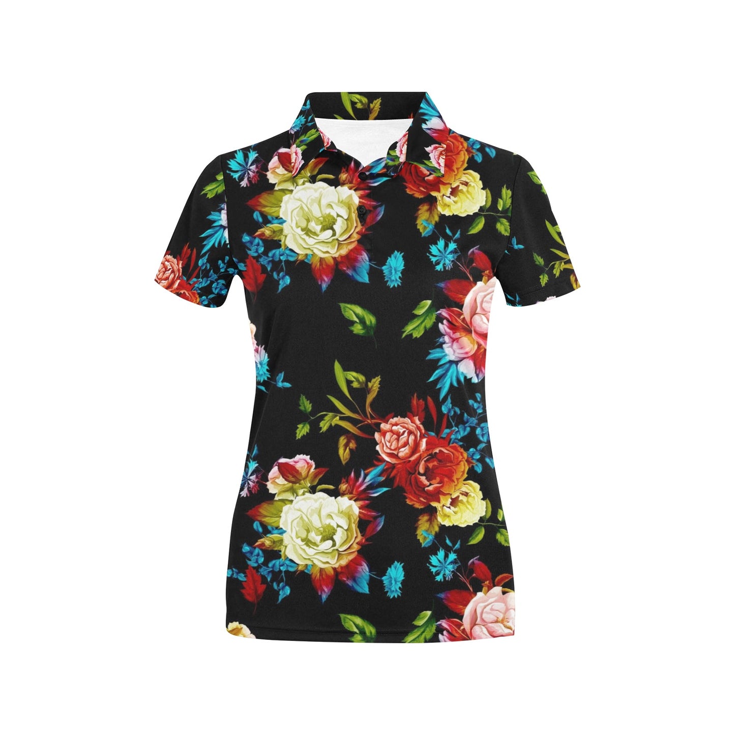 Peony Pattern Print Design PE07 Women's Polo Shirt