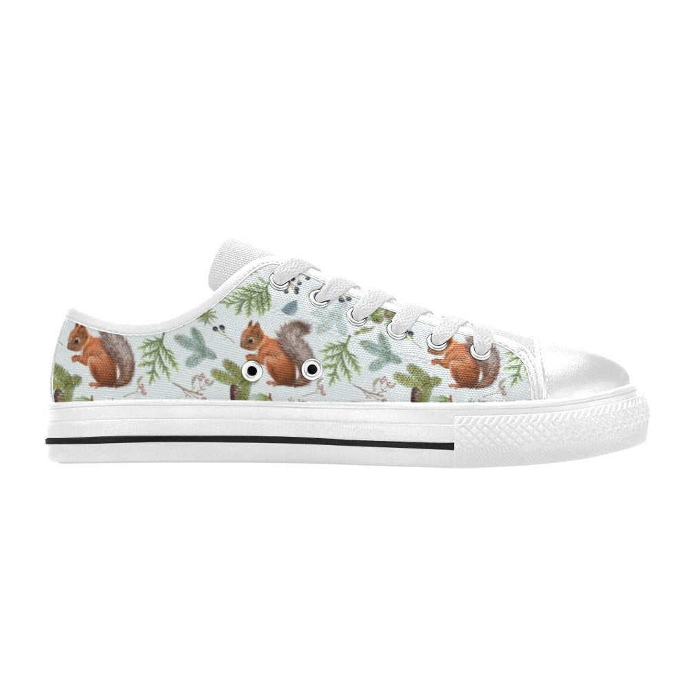 Squirrel Print Design LKS308 Women's White Low Top Shoes