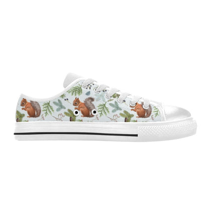 Squirrel Print Design LKS308 Women's White Low Top Shoes