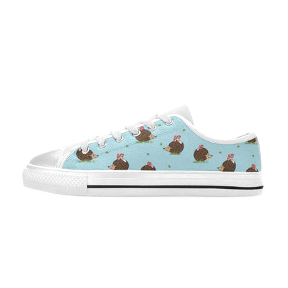 Hedgehog Print Design LKS402 Women's White Low Top Shoes