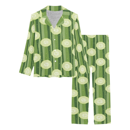 Cucumber Pattern Print Design CC03 Women's Long Pajama Set