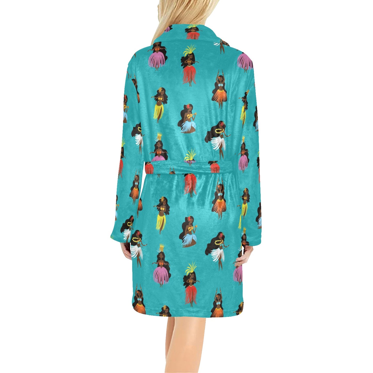 Hula Dancers Pattern Print Design 04 Women's Fleece Robe