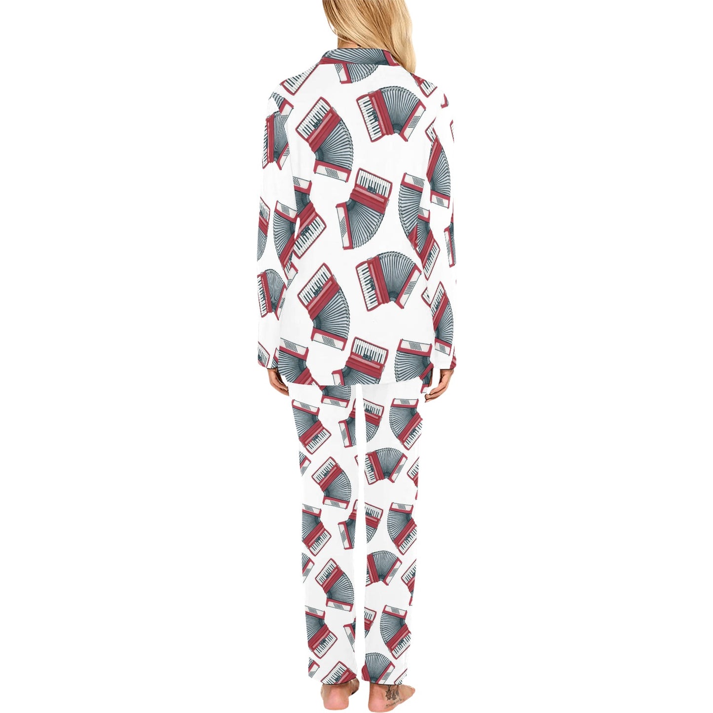 Accordion Pattern Print Design 03 Women's Long Pajama Set