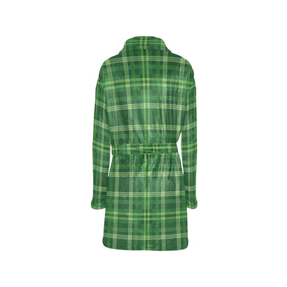 Irish Plaid Pattern Print Design 02 Women's Fleece Robe