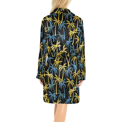 Palm Tree Pattern Women's Fleece Robe