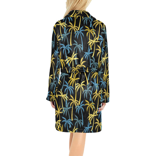 Palm Tree Pattern Women's Fleece Robe