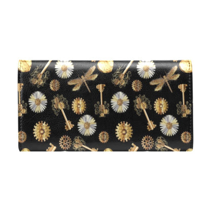 Steampunk Dragonfly Design Themed Print Women's Trifold Wallet