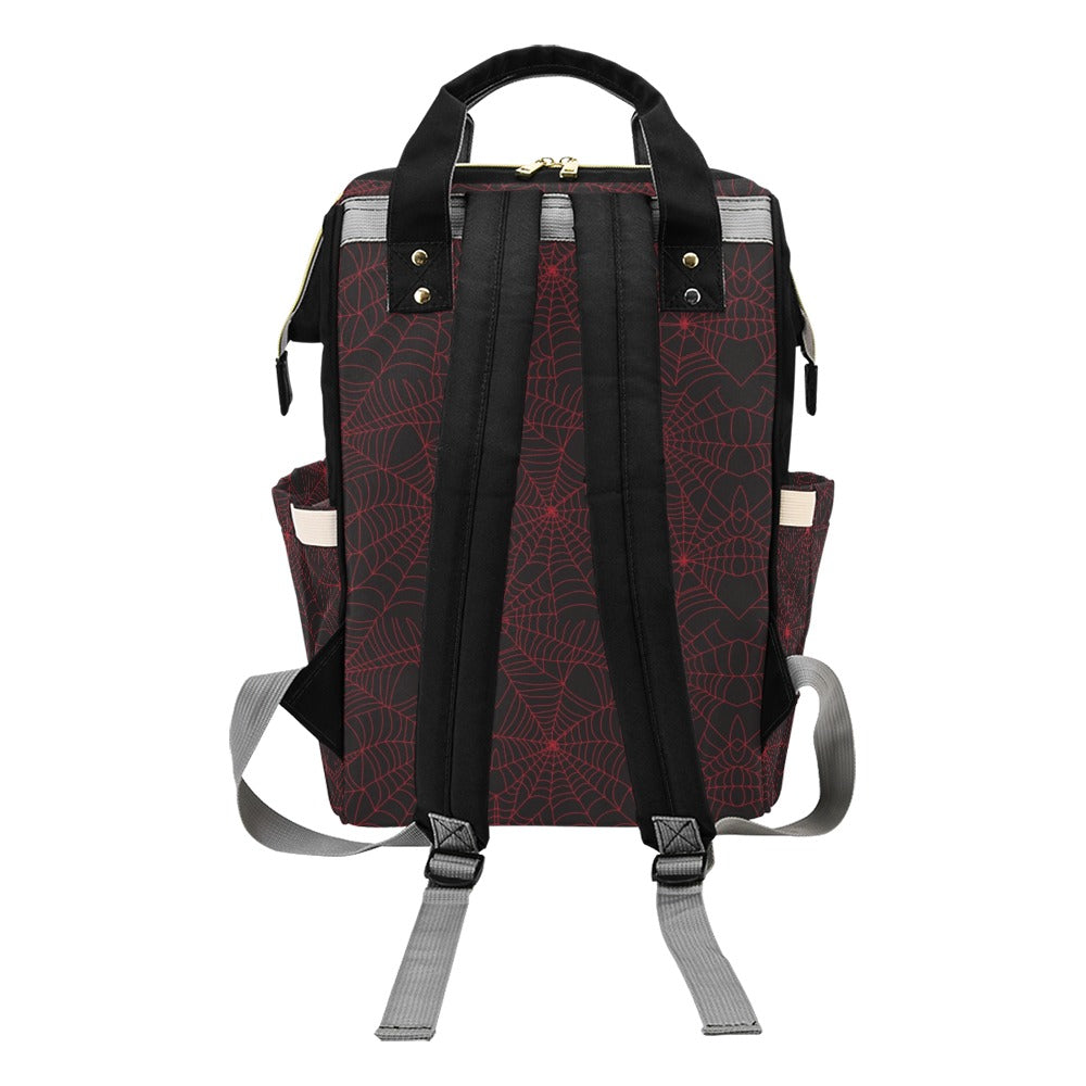 Spider Web Red Print Design LKS302 Diaper Bag Backpack