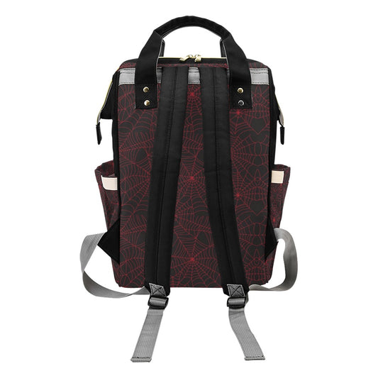 Spider Web Red Print Design LKS302 Diaper Bag Backpack