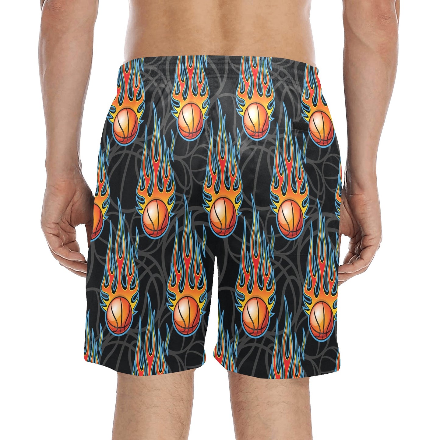 Basketball Fire Print Pattern Men's Swim Trunks Beach Shorts