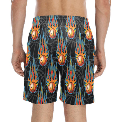 Basketball Fire Print Pattern Men's Swim Trunks Beach Shorts