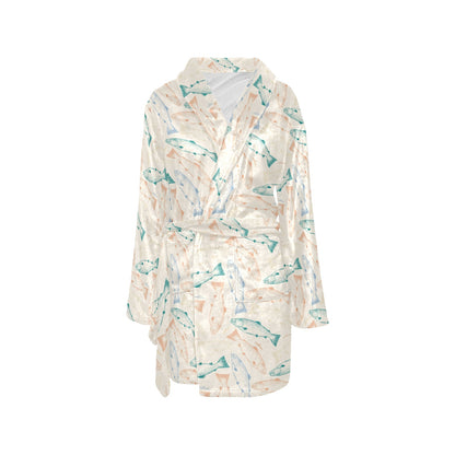 Salmon Fish Print Design LKS305 Women's Fleece Robe