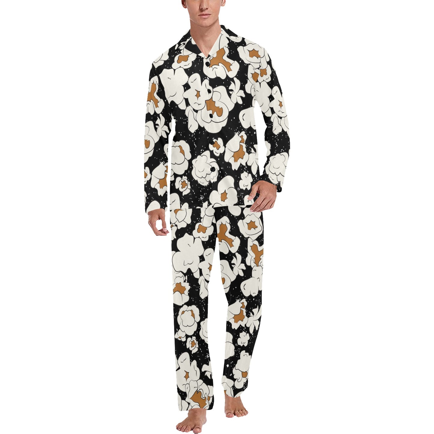 Popcorn Pattern Print Design A02 Men's Long Pajama Set