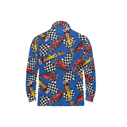 Racing Pattern Print Design A01 Long Sleeve Polo Shirt For Men's