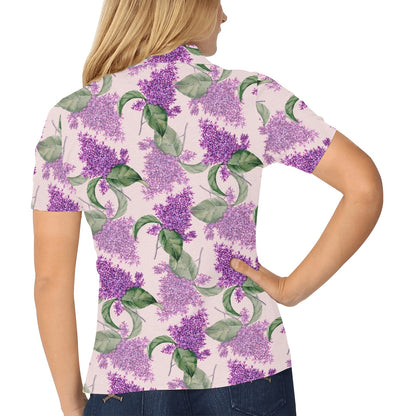 Lilac Pattern Print Design LI02 Women's Polo Shirt