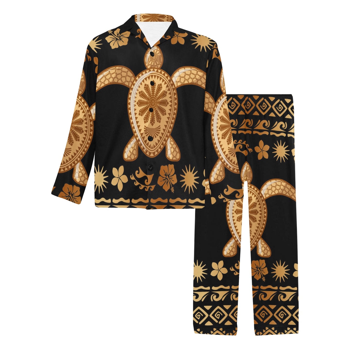 Tribal Sea turtle Polynesian Hawaiian Men's Long Pajama Set