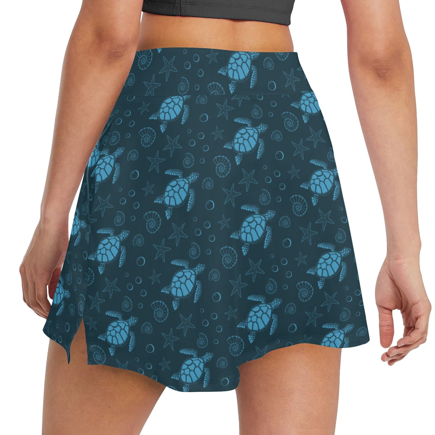 Sea Turtle Print Design LKS308 17" Golf & Pickleball Skort with Pockets