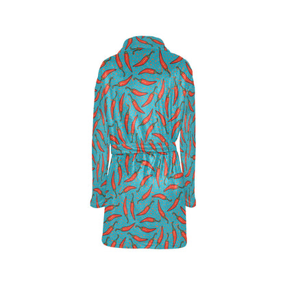 Chilli Pepper Pattern Print Design 05 Women's Fleece Robe