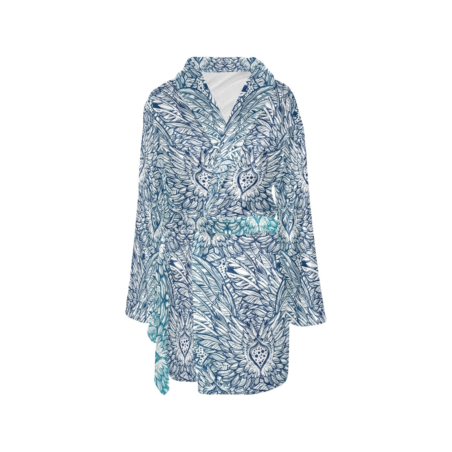 Angel Wings Boho Design Themed Print Women's Fleece Robe
