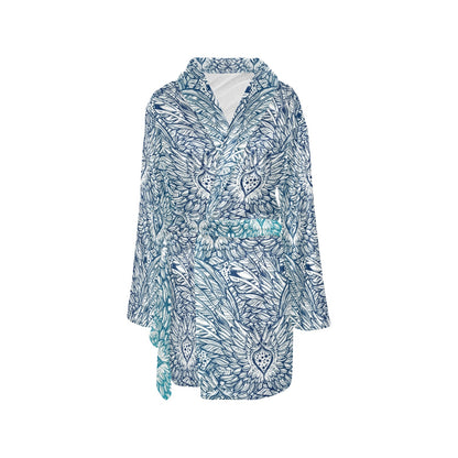 Angel Wings Boho Design Themed Print Women's Fleece Robe