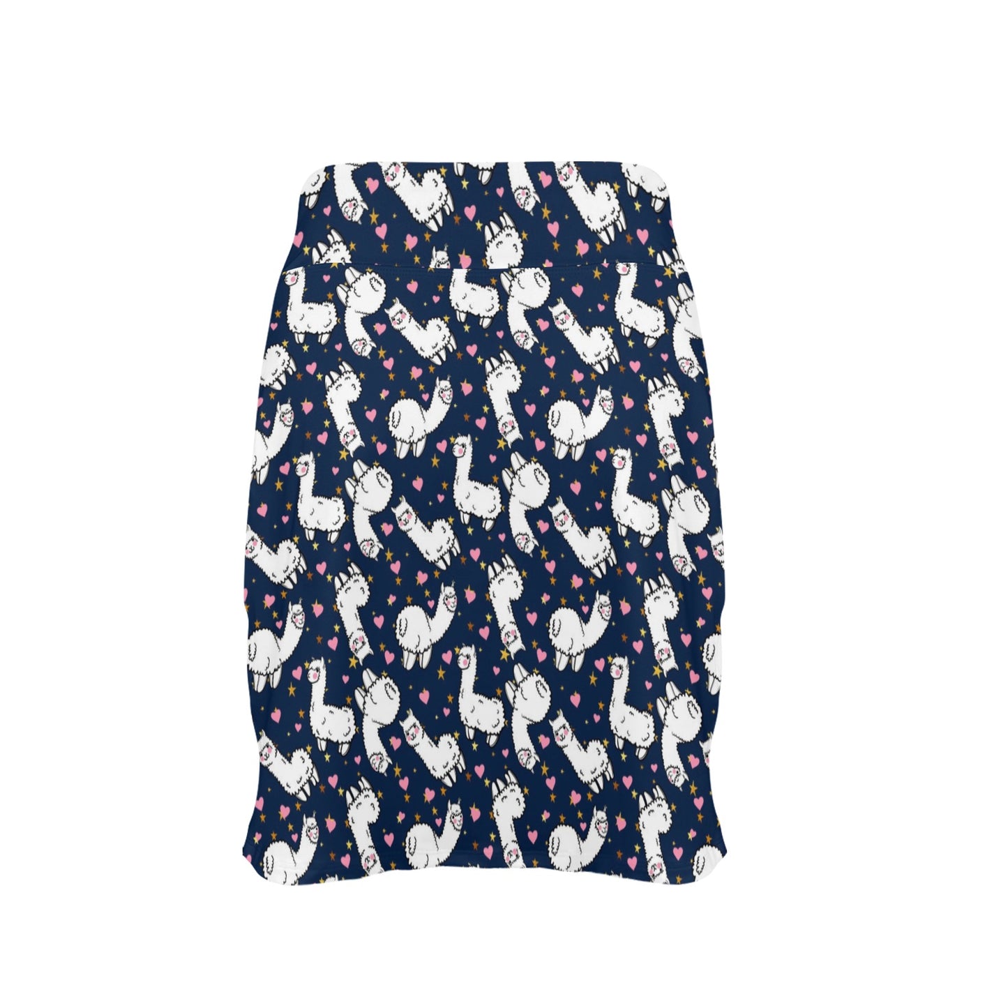 Alpaca Heart Star Design Themed Print 17" Golf & Pickleball Skort with Pockets