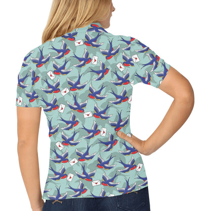 Swallow Bird Pattern Print Design 02 Women's Polo Shirt