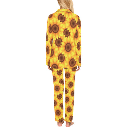 Sunflower Pattern Print Design SF07 Women's Long Pajama Set
