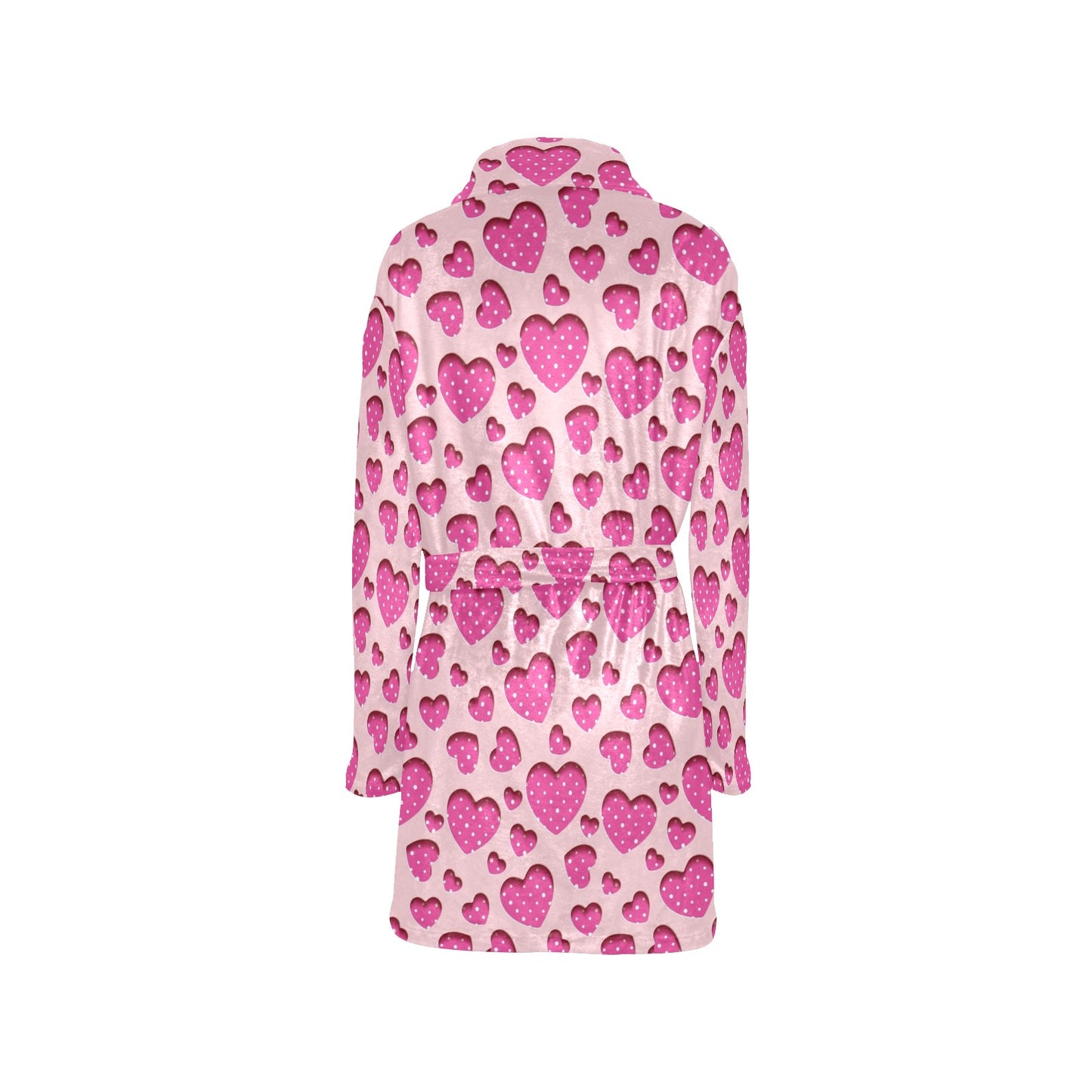 Heart Pink Pattern Print Design HE06 Women's Fleece Robe
