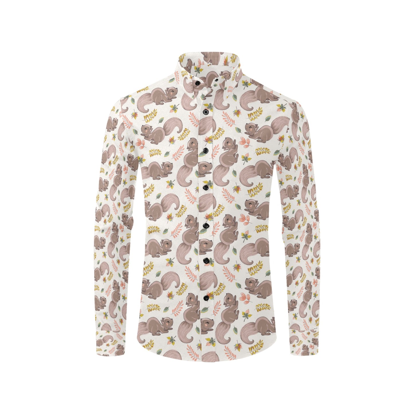 Squirrel Print Design LKS307 Men's Long Sleeve Dress Shirt