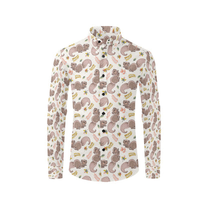 Squirrel Print Design LKS307 Men's Long Sleeve Dress Shirt