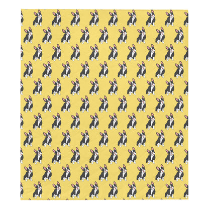 Boston Terrier Pattern Print Design 06 Premium Quilt