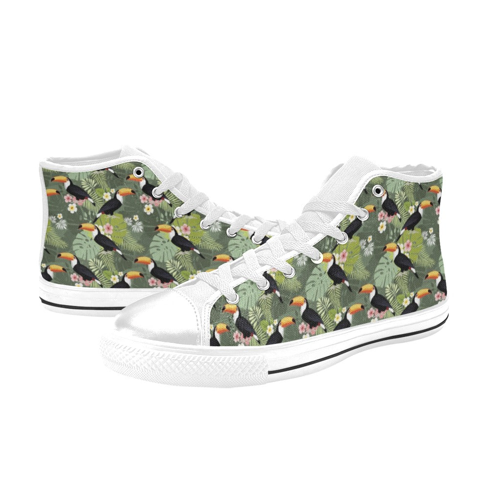 Toucan Print Design LKS304 Men's High Top Canvas Shoes