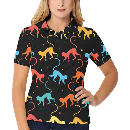 Monkey Pattern Print Design 01 Women's Polo Shirt