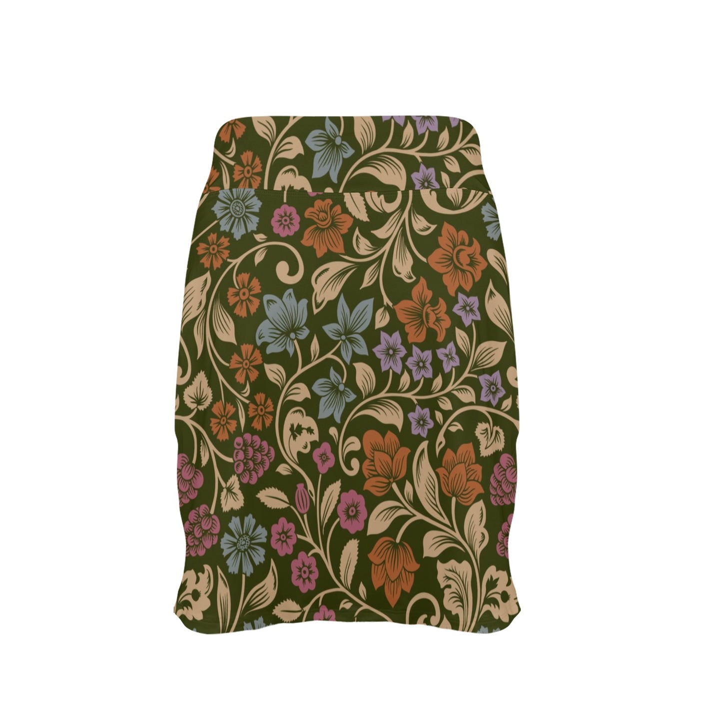 Floral Vintage Print Pattern 17" Golf & Pickleball Skort with Pockets