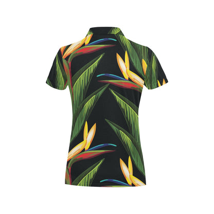 Bird Of Paradise Pattern Print Design BOP012 Women's Polo Shirt