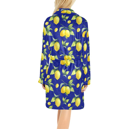 Lemon Pattern Print Design LM06 Women's Fleece Robe