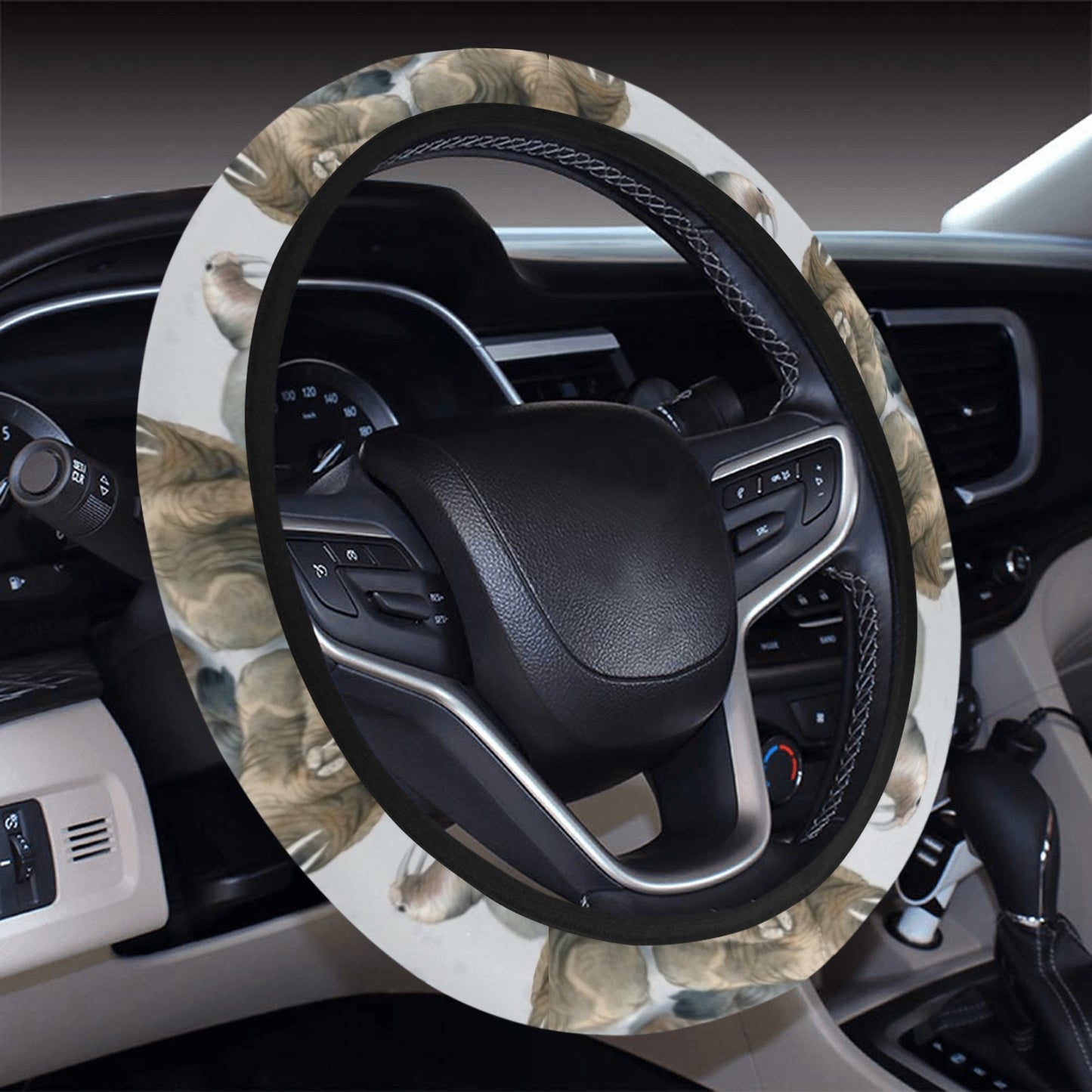 Walrus Print Design LKS401 Steering Wheel Cover with Elastic Edge